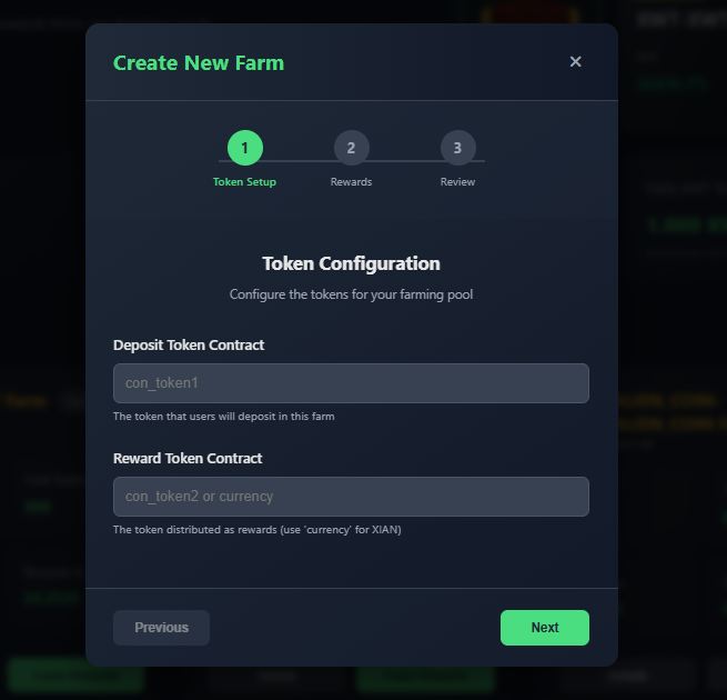 Farm Creation Feature
